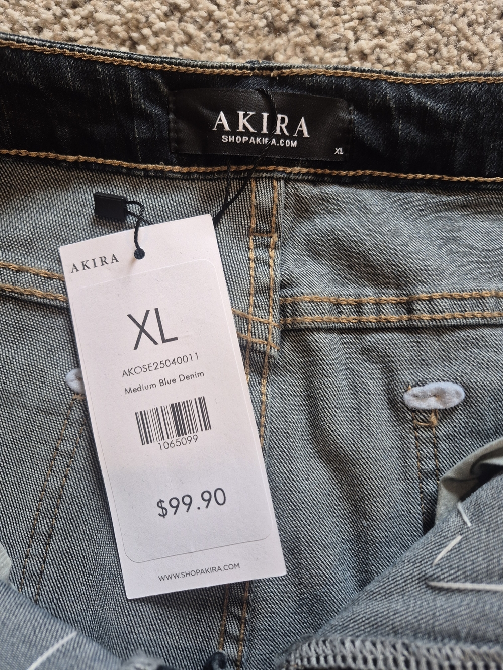 AKIRA Straight-Leg Jeans with Multicolor Jewel Embellishments - Dark Wash - Picture 6 of 9